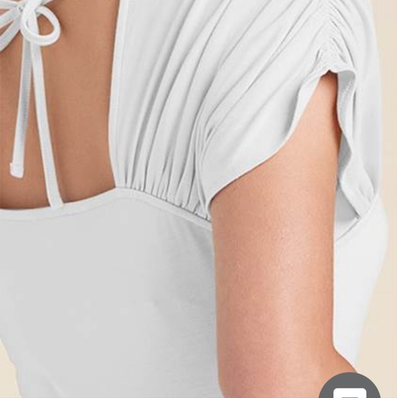 Women's NWOT Venus Ruched Sleeve Top-White - Picture 5 of 5